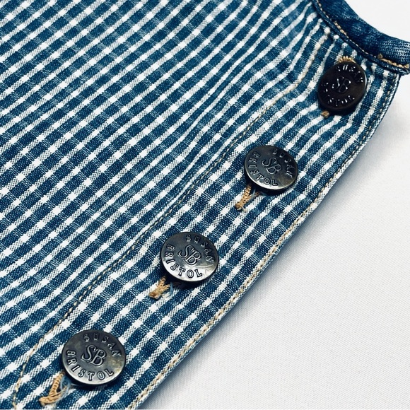 Susan Bristol Gingham Denim Bib Pocket Overall Prairie Dress - Picture 3 of 10